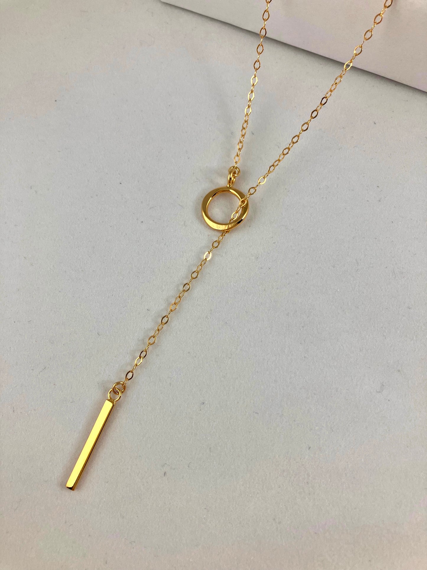 Circle Lariat Bar Pendant Necklace